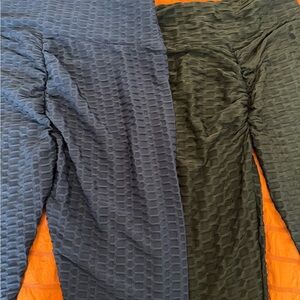 Viral Butt Lifting-Textured Black and Navy Blue Leggings 2 pack